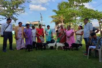 Photographs of distribution of goat among the woman SHG of pub Nalbari development block of Nalbari under under SOPD_G